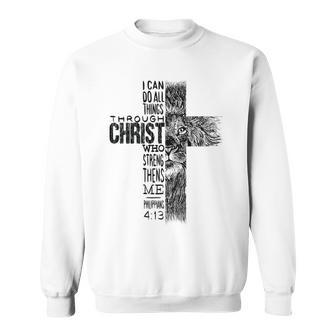 Christian Jesus Lion Of Tribe Judah Cross Lion Of Judah V5 Sweatshirt - Seseable