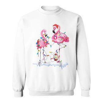 Christmas Flamingo Lights Tropical Xmas For Couple Women Men Women Sweatshirt Graphic Print Unisex - Thegiftio UK