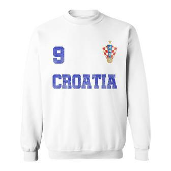 Croatia Soccer Jersey Number Nine Croatian Flag Football Fan Men Women Sweatshirt Graphic Print Unisex - Thegiftio UK