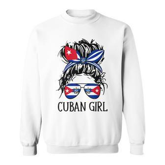 Cuban Girl Messy Hair Cuba Flag Coat Of Arms Sweatshirt | Mazezy