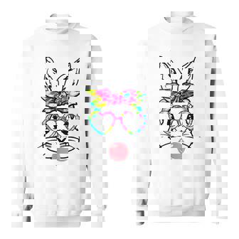 Cute Bunny With Bandana Heart Glasses Happy Easter Day Sweatshirt - Seseable