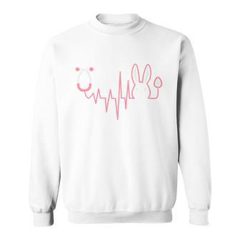 Cute Funny Easter Bunny Heart Beat Stethoscope Sweatshirt - Thegiftio UK