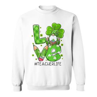 Cute Irish Gnome Love Teacher Shamrock St Patricks Day Sweatshirt - Seseable