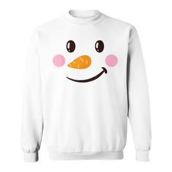 Cute Pajama Winter Christmas Snowman Face Womens Men Women Sweatshirt Graphic Print Unisex - Seseable
