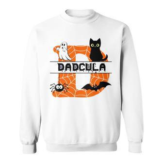 Dadcula Spider Web Funny Ghost Bat Black Cat Tshirt Sweatshirt | Mazezy