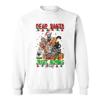 Dear Santa Just Bring Cats Weihnachtsbaum Sweatshirt für Katzenliebhaber - Seseable