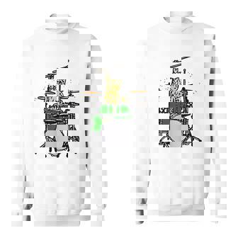 Drummer Cat Music Lover Musician Playing The Drums Men Women Sweatshirt Graphic Print Unisex - Thegiftio