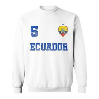 Ecuador Soccer Jersey Number Five Ecuadorian Flag Futebol Men Women Sweatshirt Graphic Print Unisex - Thegiftio UK