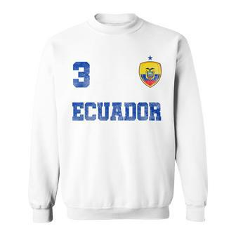 Ecuador Soccer Jersey Number Three Ecuadorian Flag Futebol Men Women Sweatshirt Graphic Print Unisex - Thegiftio UK
