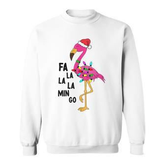 Fa La La La Mingo Lighted Flamingo Christmas Tree Xmas Gifts Men Women Sweatshirt Graphic Print Unisex - Seseable
