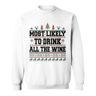 Familien-Weihnachts-Sweatshirt: Wer trinkt den Wein? Lustiges Design - Seseable