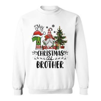 First Christmas As Brother Funny Gnome Lovers New Brother Men Women Sweatshirt Graphic Print Unisex - Seseable
