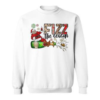 Fizz The Season Funny Santa Champagne Wine Xmas Holiday Men Women Sweatshirt Graphic Print Unisex - Seseable