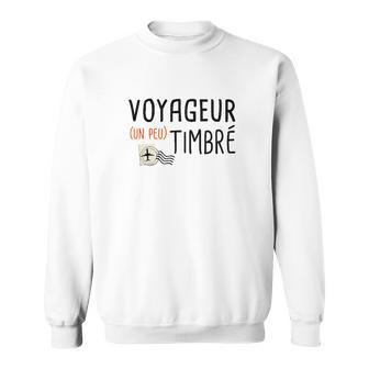 Französisches Reise-Sweatshirt Voyageur (Un Peu) Timbré mit Briefmarke und Flugzeug - Seseable