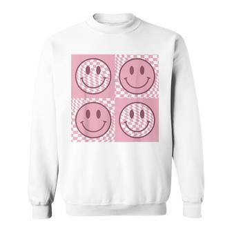 Funny Face Checkered Pattern Smile Face Meme Trendy Sweatshirt | Mazezy