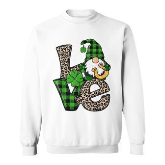 Funny Leopard Love Gnomes Irish Shamrock St Patricks Day Sweatshirt - Seseable