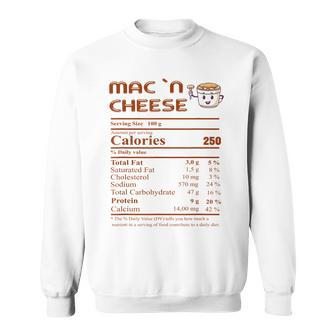 Funny Mac ´N Cheese Nutrition Facts Thanksgiving Christmas Men Women Sweatshirt Graphic Print Unisex - Seseable