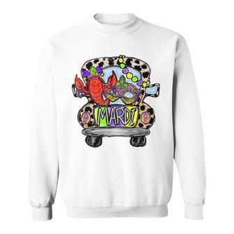 Funny Mardi Truck New Orleans Mardi Gras Beads Fleur De Lis Sweatshirt - Seseable