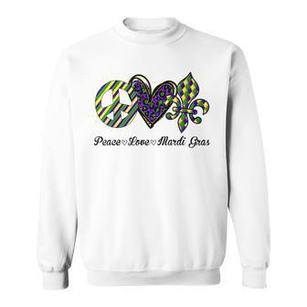 Funny Peace Love Mardi Gras Fleur De Lys Fat Tuesday Parade V2 Sweatshirt - Seseable