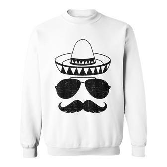 Funny Sombrero Face With Mustache For Mexican Cinco De Mayo Sweatshirt | Mazezy