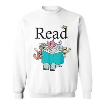 Funny Teacher Library Read Book Club Piggie Elephant Pigeons V2 Men Women Sweatshirt Graphic Print Unisex - Thegiftio UK