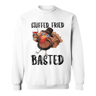 Funny Thanksgiving Turkey Stuffed Fried Basted Men Women Sweatshirt Graphic Print Unisex - Thegiftio UK