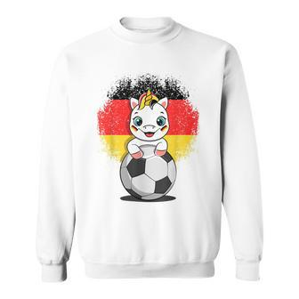 Germany Unicorn With Soccer Ball & German Flag | Soccer Men Women Sweatshirt Graphic Print Unisex - Thegiftio UK