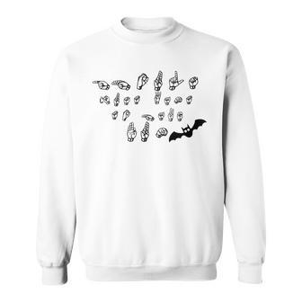 Ghouls Fun Halloween Asl Sign Language Men Women Sweatshirt Graphic Print Unisex - Thegiftio UK