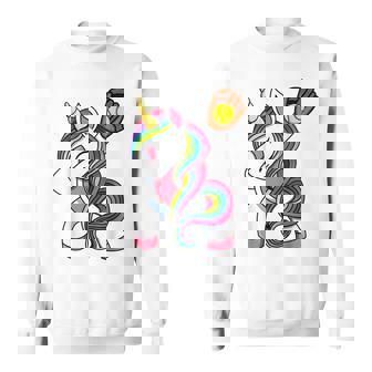 Girls Funny Dabbing Softball Unicorn Apparel Youth Dab Sweatshirt | Mazezy