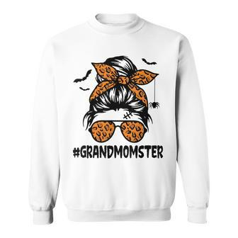 Grandmomster Women Halloween Nana Grandma Messy Bun Men Women Sweatshirt Graphic Print Unisex - Thegiftio UK