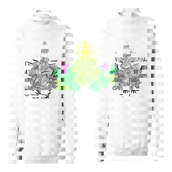 Green Shamrocks Irish Cute Unicorn Girls St Patricks Day Sweatshirt - Seseable