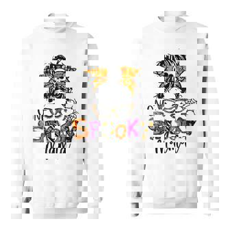 Groovy One Spooky Mama Messy Bun Women Witch Mom Halloween V4 Men Women Sweatshirt Graphic Print Unisex - Thegiftio