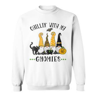 Halloween Gnomes Cute Autumn Fall Chillin With My Gnomies Men Women Sweatshirt Graphic Print Unisex - Thegiftio UK
