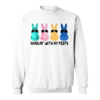 Hangin With My Peeps Funny Bunny Cute Happy Easter Sweatshirt | Mazezy