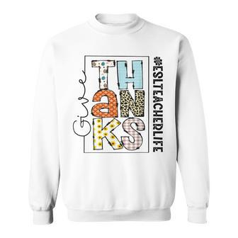 Happy Hallothanksmas Esl Teacher Life Thanksgiving Sweatshirt - Thegiftio UK