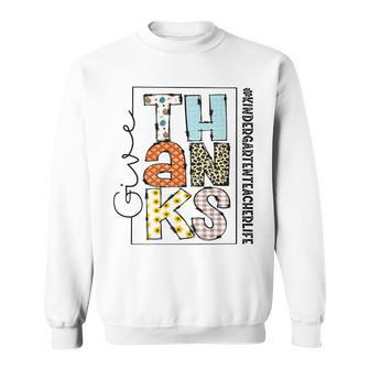Happy Hallothanksmas Kindergarten Teacher Life Thanksgiving Sweatshirt - Thegiftio UK