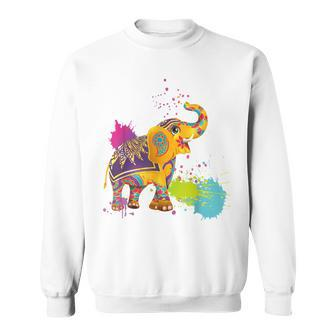 Happy Holi Colors India Hindu Spring Elephant Holi Sweatshirt | Mazezy