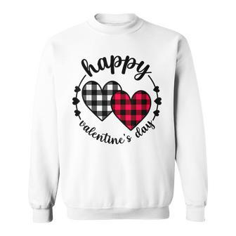 Happy Valentines Day Buffalo Plaid Heart Funny Gift Sweatshirt - Seseable