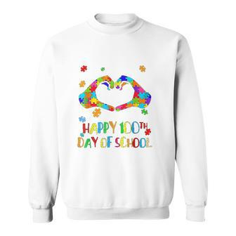 Heart 100Th Day Of School Teacher Men Women Sweatshirt Graphic Print Unisex - Thegiftio UK