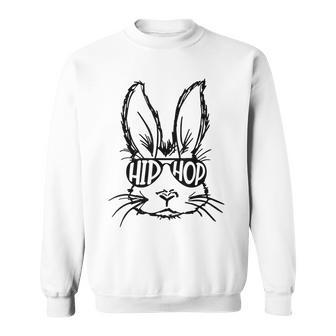 Hip Hop Bunny Face With Sunglasses For Boys Men Kids Easter Sweatshirt | Mazezy