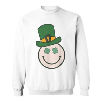 Hippie Lucky Retro Groovy St Patricks Day Shamrock Irish Sweatshirt - Seseable