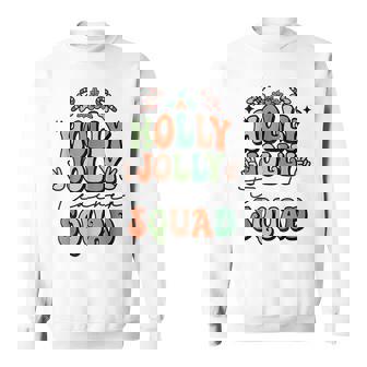 Holly Jollys Teacher Squad Christmas Candy Cane Funny Xmas Men Women Sweatshirt Graphic Print Unisex - Thegiftio