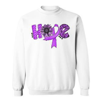 Hope Purple Ribbon Leopard Sunflower Sarcoidosis Awareness Sweatshirt | Mazezy