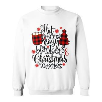 Hot Cocoa Cozy Blankets Christmas Movie Buffalo Plaid Lover Men Women Sweatshirt Graphic Print Unisex - Thegiftio UK