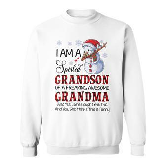 I Am A Spoiled Grandson Of A Freaking Awesome Grandma Xmas Sweatshirt - Thegiftio UK