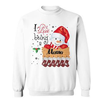 I Love Being A Mama Snowman Family Christmas Xmas Pajamas Men Women Sweatshirt Graphic Print Unisex - Seseable