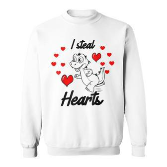 I Steal Hearts Funny Valentines Day Cute T Rex Heart Love Men Women Sweatshirt Graphic Print Unisex - Seseable