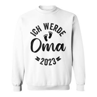 Ich Werde Oma 2023 Weißes Sweatshirt mit Fußabdrücken, Schwangerschaftsverkündung - Seseable