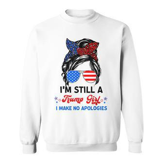 Im Still A Trump Girl I Make No Apologies Messy Bun Leopard Sweatshirt - Seseable