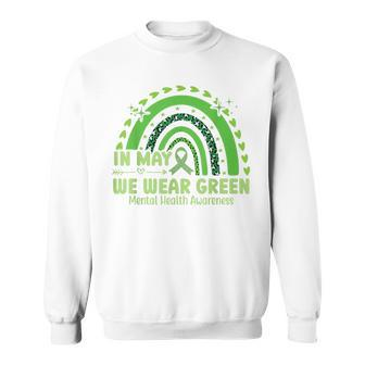In May We Wear Green Semicolon Mental Health Awareness Month Sweatshirt | Mazezy